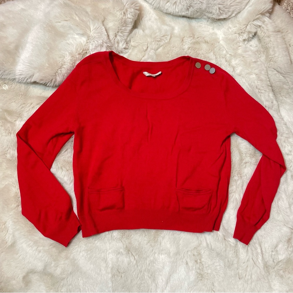 Sandro Fine Knit Merino Wool Pocket Detail pullover Sweater Sz 2 XS Small